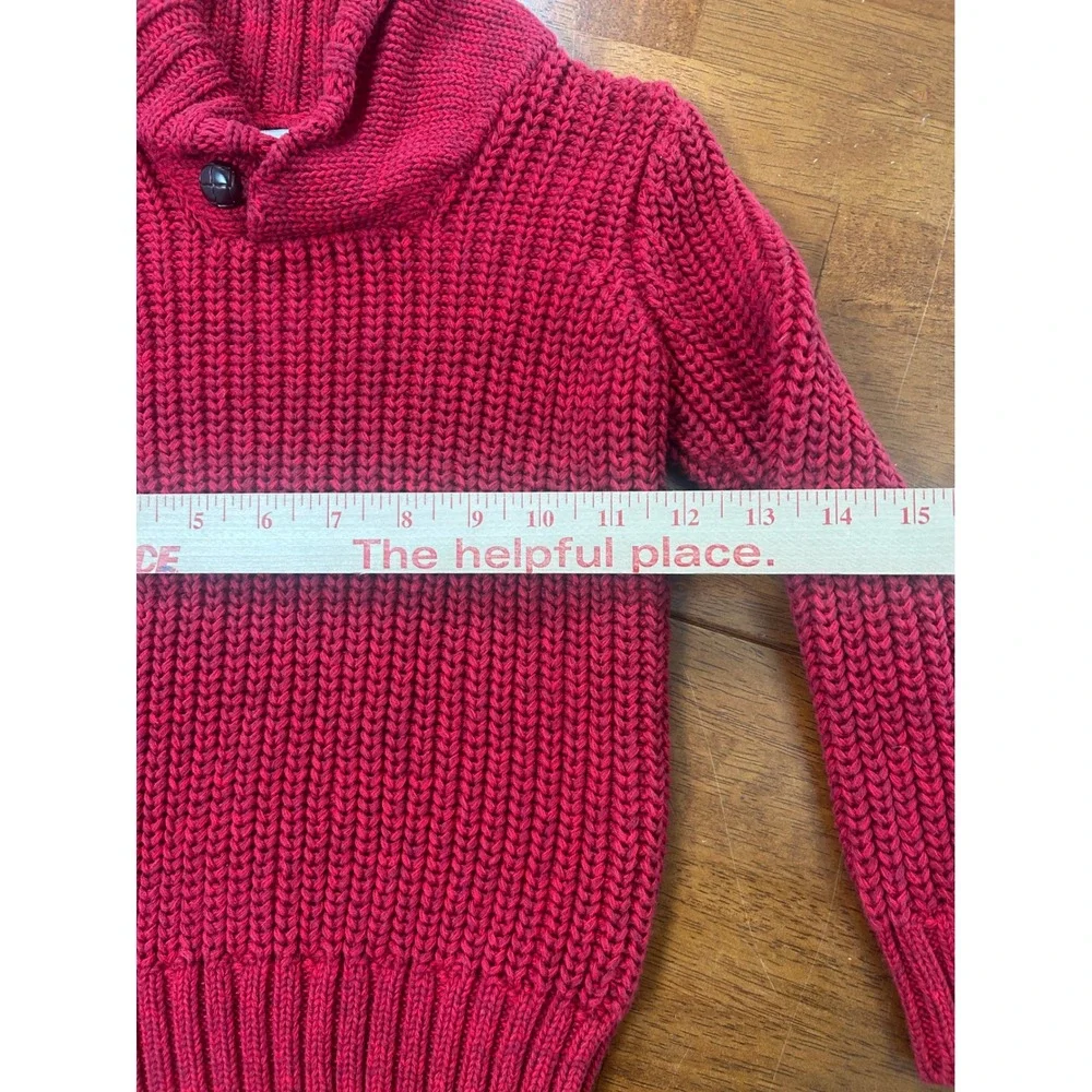 Old Navy Sweater Toddler 3T Red Shawl Collar Button Chunky Knit Pullover